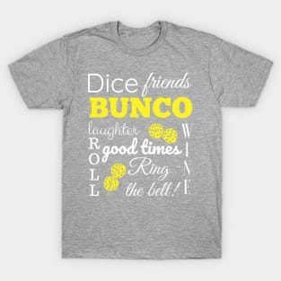 Bunco Word Cloud Dice Game Night T-Shirt